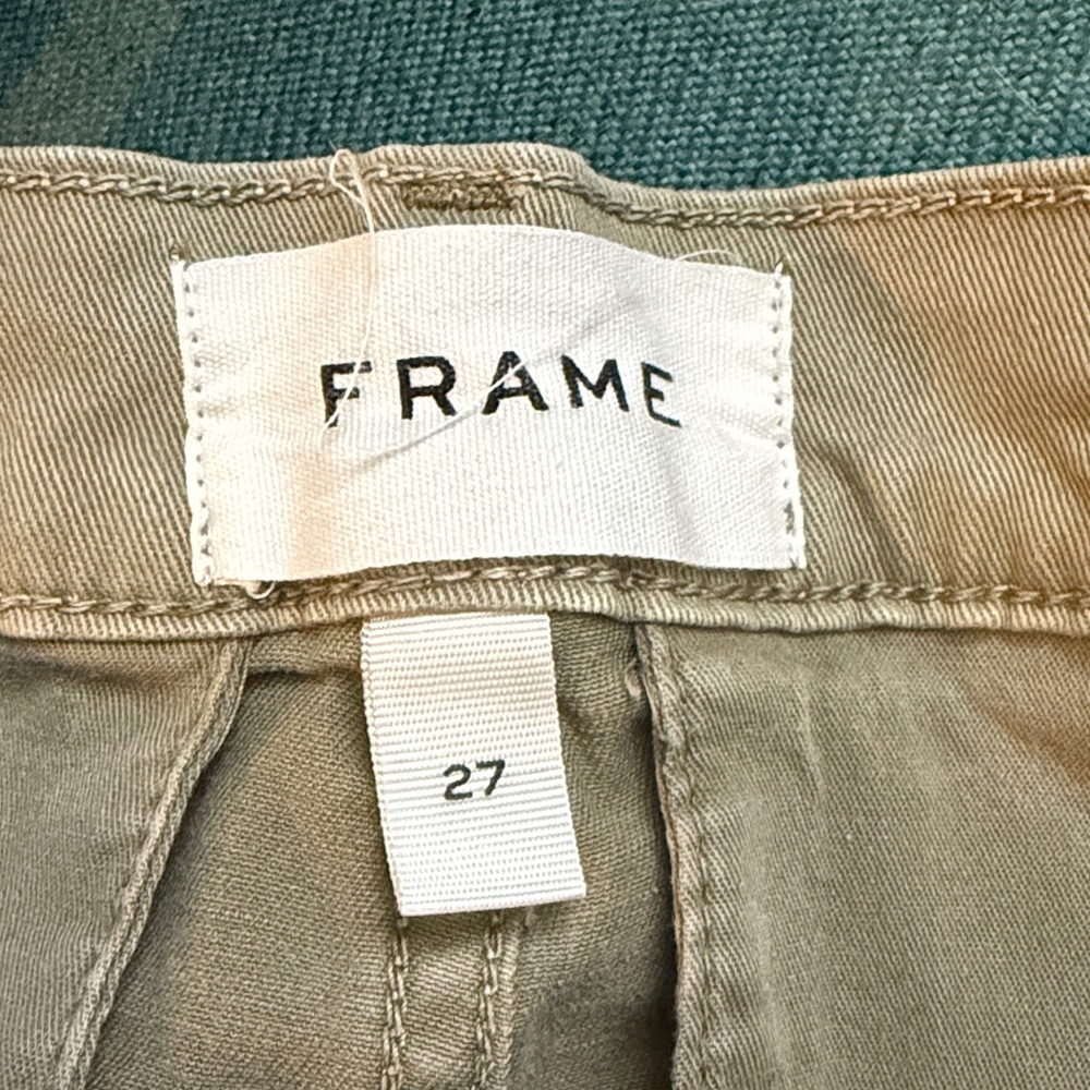 Frame Denim Khaki Green Pants with Coral and White Ribbon Accents - Picture 7 of 10
